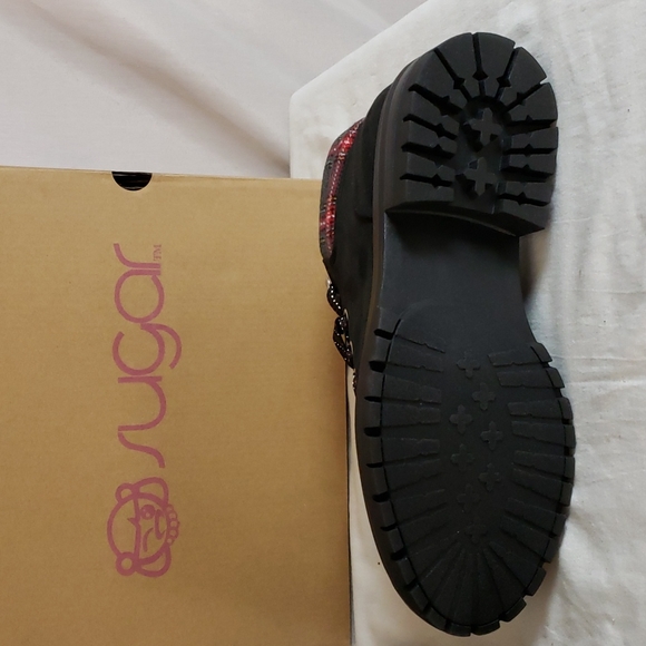 NEW Sugar Rave Plaid Cuff Hiker Boot - Picture 8 of 12